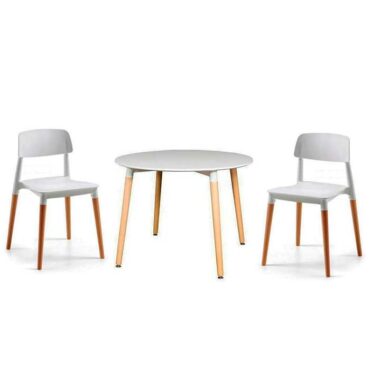 set mesa eames redonda y sillas milan blancas
